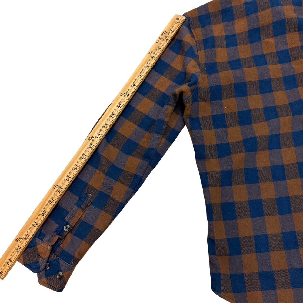 Nomad Brown Navy Buffalo Plaid Flannel Outdoorsy Lumnerjack Shirt Mens M - Picture 8 of 9